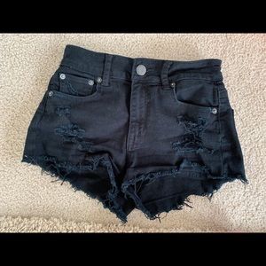 Black high rise shorts